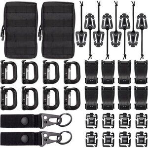 36PCS Attachments for Tactical Backpack Vest Belt, D-Ring Grimloc Looking Gear